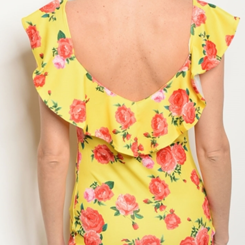 Last One @ SMALL YELLOW FLORAL RUFFLE DRESS - Picture 4 of 4